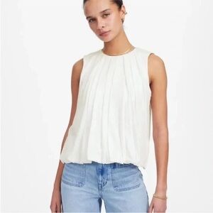 Madewell White Sleeveless Bubble Fashion Top S NWT